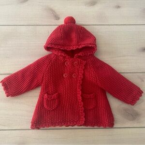 Mayoral Red Knit Hooded Sweater Jacket